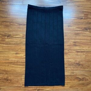 3/$25 Vintage IVY Womens Black Knit Ribbed Elastic Stretch Midi Skirt Size Small